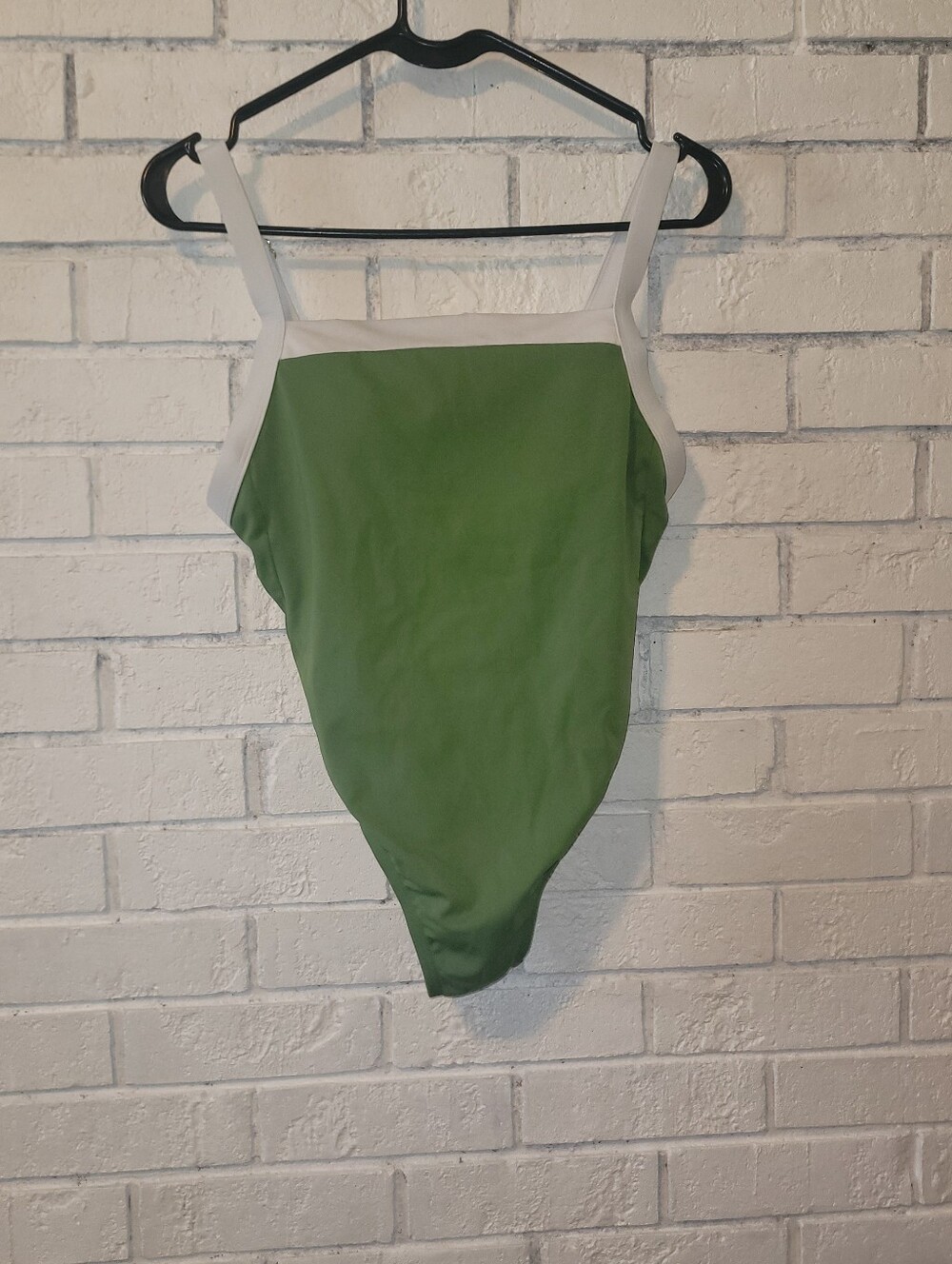 Shade & Shore Colorblock One Piece Swimsuit Green White Padded Size S